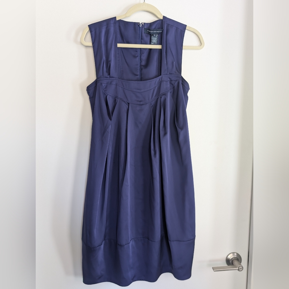French Connection Fit & Flare Satin Dress – Purple/Indigo – Size 6 💜✨